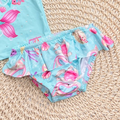 Linha Praia - Blusa com Proteção UV50+ e Calcinha Gatinha Seria - Verde Água